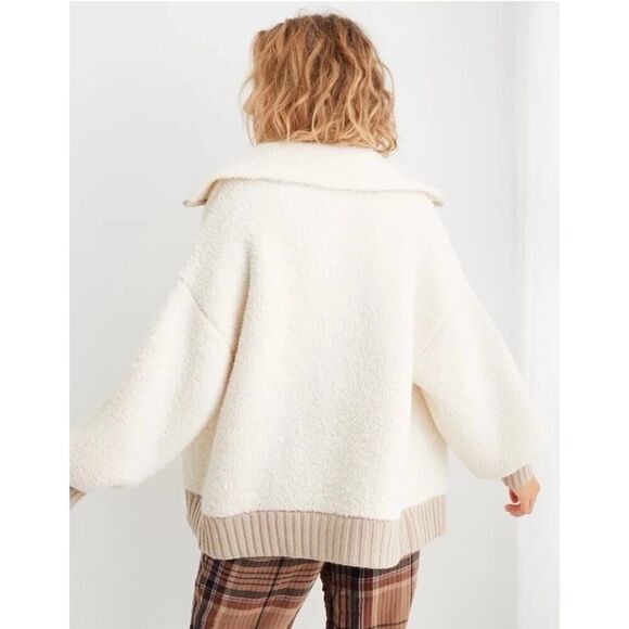 Aerie Oversized Cozy Cardigan Sweater Jacket Women’s Size L Cream Tan - Picture 12 of 12